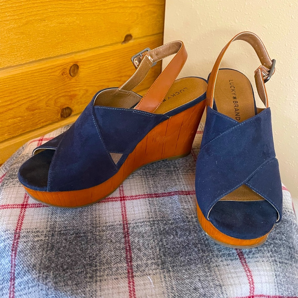Lucky Brand Blue Suede Platform Heels